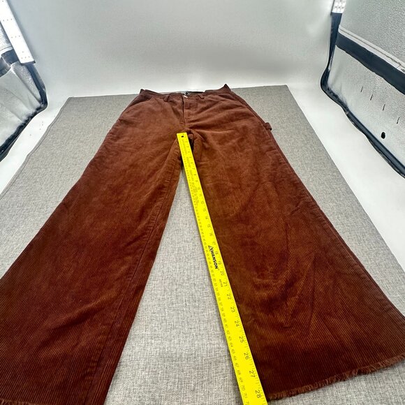 NEW! Forever 21 Corduroy Cargo Pants Wide Leg Brown Large $34.99 High Waisted - Picture 6 of 12